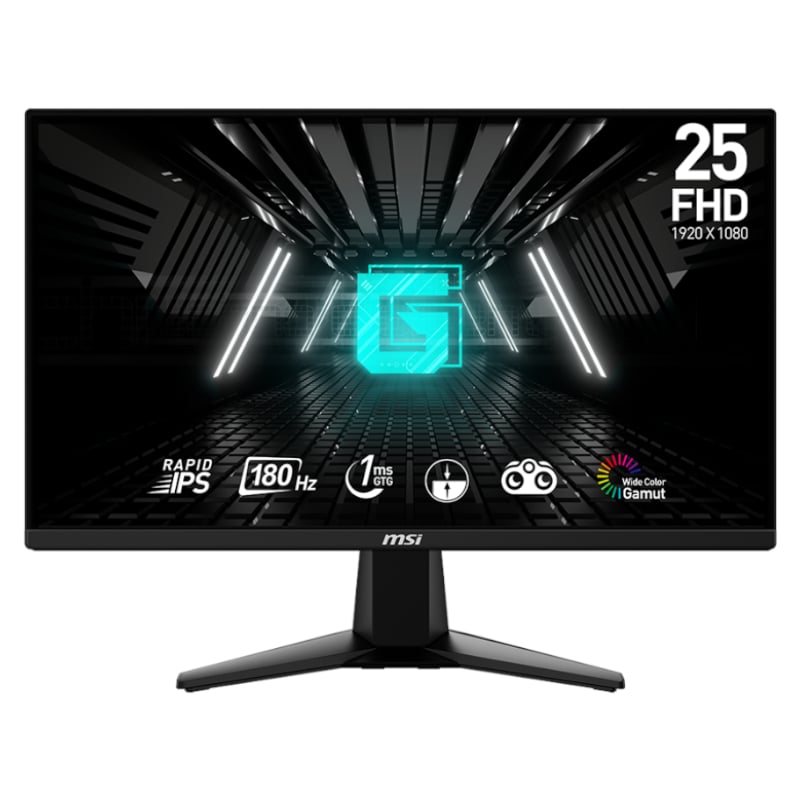 MSI G255F 25" Gaming Monitor 1920x1080 (FHD) Rapid IPS 1ms 180Hz Adaptive Sync HDMI Displayport Black